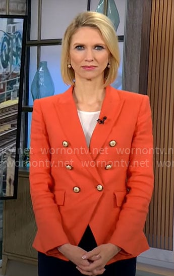 Anna Schechter's orange blazer on CBS Mornings