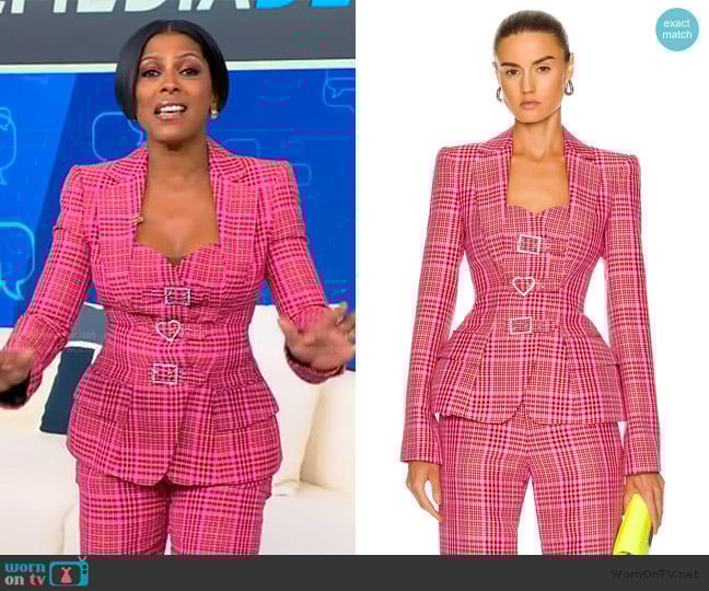 Area Crystal Buckle Hourglass Blazer worn by Tamron Hall on Tamron Hall Show