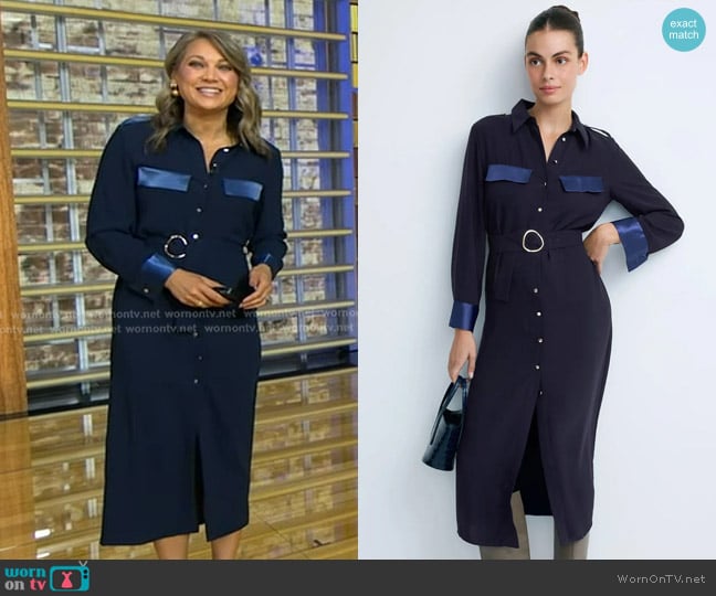 Area Stars Gara Midi Shirt Dress worn by Ginger Zee on Good Morning America