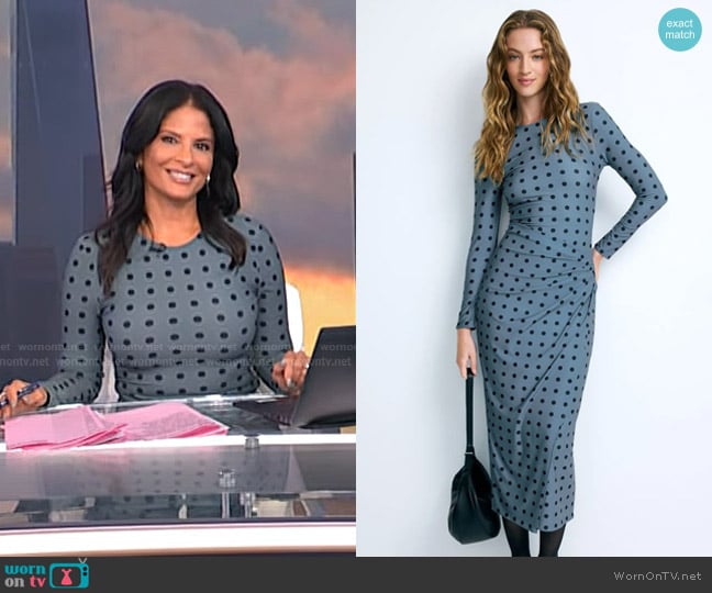 Arias New York Polka Dot Draped Pencil Dress worn by Darlene Rodriguez on Today