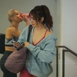 Cherry’s pink alo sports bra and leggings on The Girlfriend