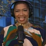 Deja Vu’s abstract print dress on Live with Kelly and Mark