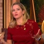 Sara’s red lace top and pants on The View