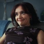 Cherry’s black floral sequin top on The Girlfriend