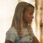 Ava’s Mount Rose graphic tee and green printed jeans on High Potential