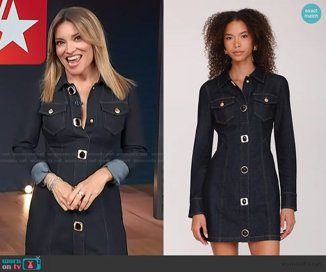 Avec Les Filles Collared Mini Shirt Dress worn by Kit Hoover on Access Hollywood