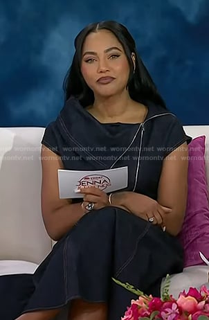 Ayesha Curry’s denim zip top and skirt on Today