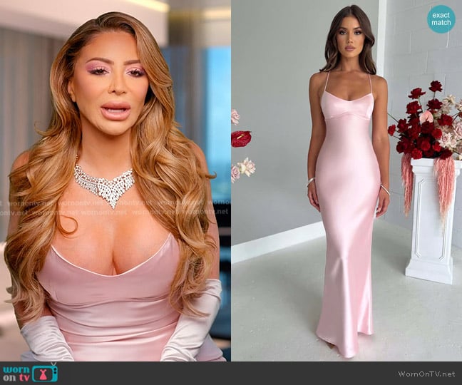 Babyboo Fashion Malika Maxi Dress in Blush worn by Larsa Pippen (Larsa Pippen) on The Real Housewives of Miami