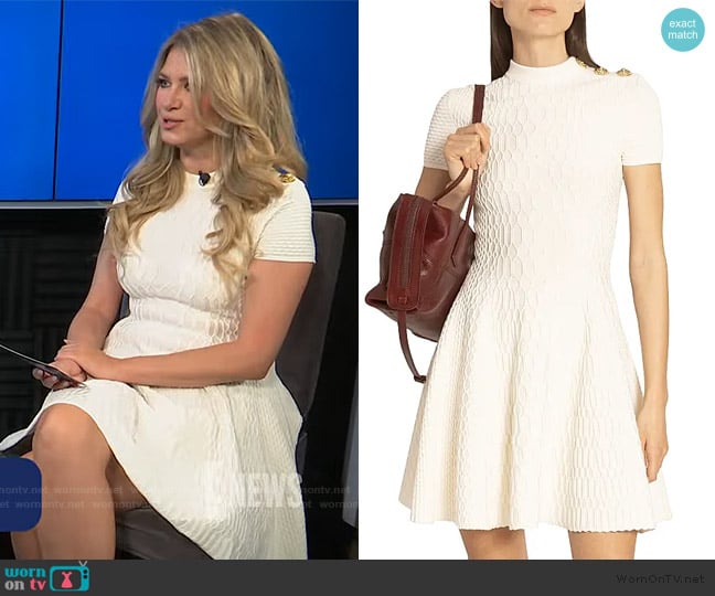 Balmain Croc-Embossed Knit Fit-And-Flare Minidress worn by Nikki Novak on E! News