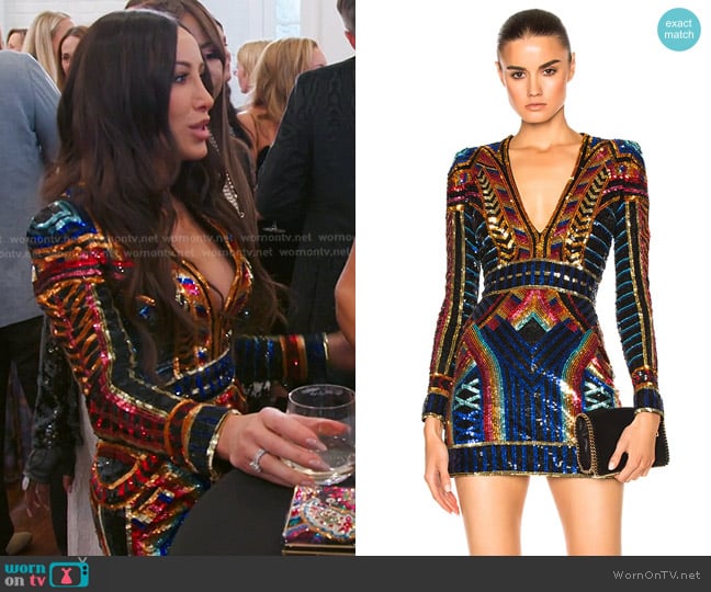 Balmain Embellished Sequin Fitted Dress worn by Angie Katsanevas on The Real Housewives of Salt Lake City