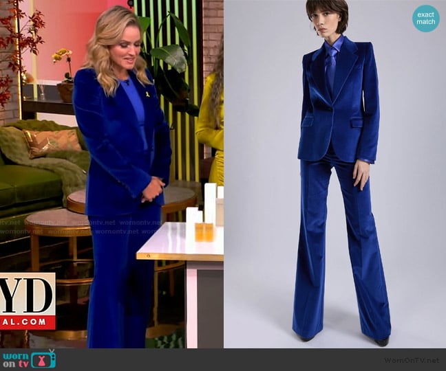 Barbara Bui Blue velvet fitted jacket worn by Sara Haines on The View