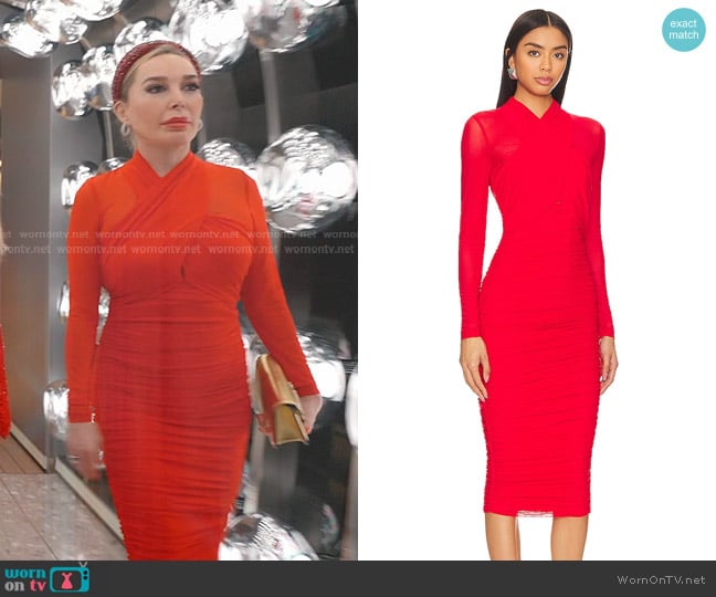 Bardot Aliyah Dress in Fire Red worn by Marysol Patton (Marysol Patton) on The Real Housewives of Miami
