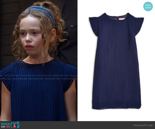 Bcbg Girls' Pleated Chiffon Dress in Peacoat worn by Rachel Black (Alice Halsey) on Days of our Lives