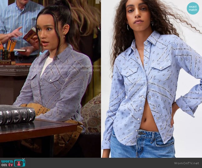 BDG Ariella Printed Western Shirt worn by Sophia Choi (Rachel Boyd) on Days of our Lives