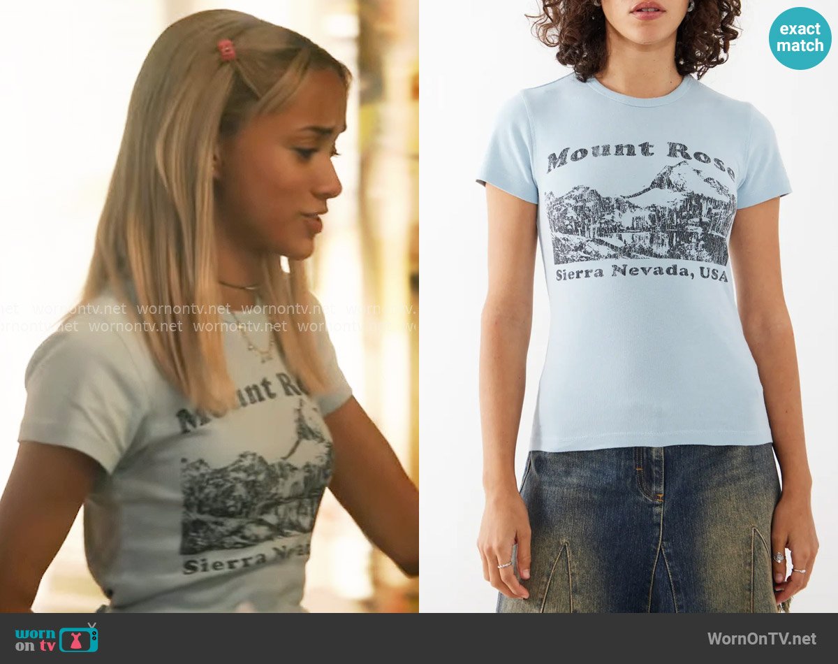 BDG at Urban Outfitters Mount Rose Graphic Baby T-Shirt worn by Ava (Amirah J) on High Potential