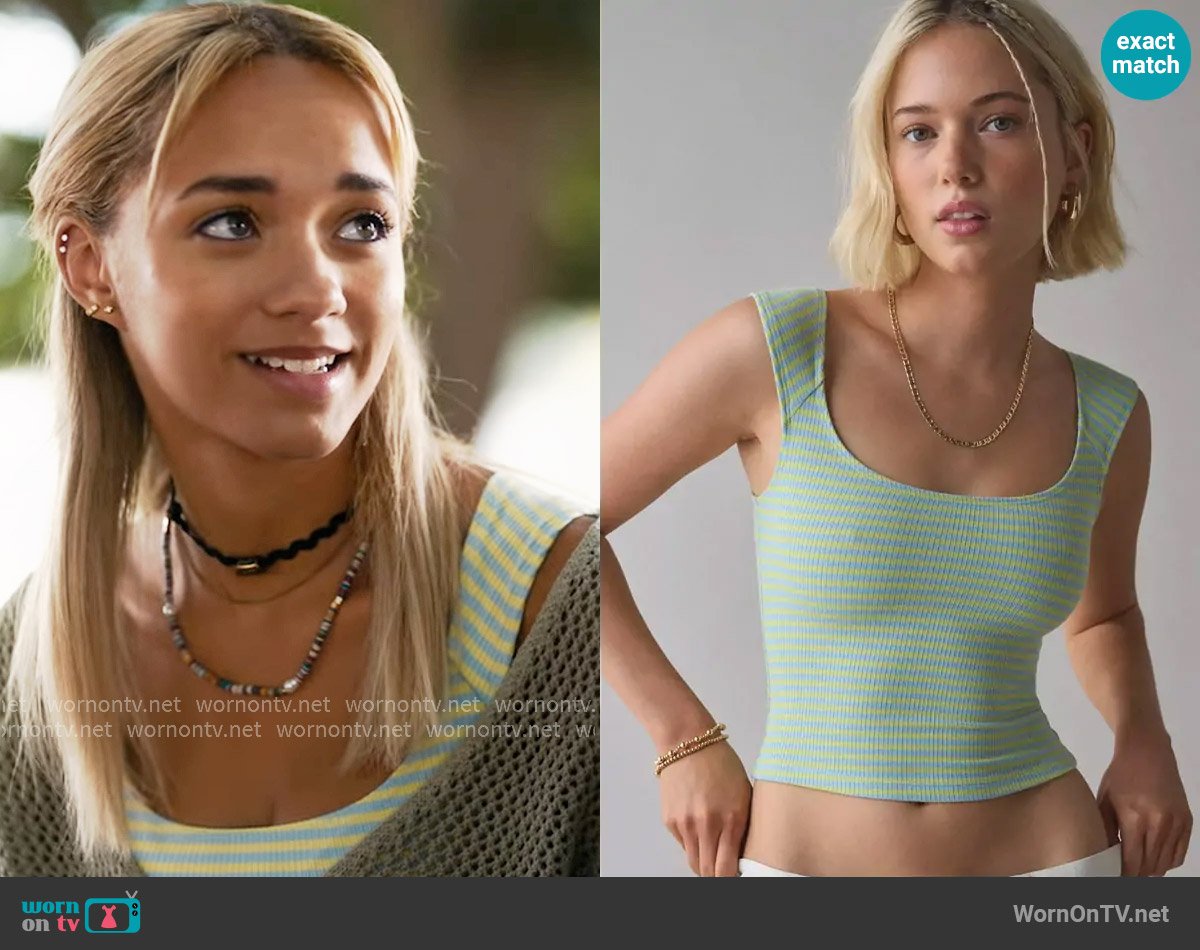 Ava’s striped tank top on High Potential
