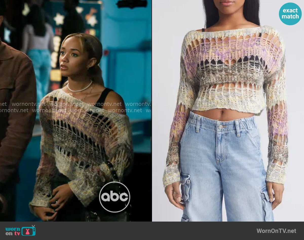 BDG Stripe open stitch sweater worn by Ava (Amirah J) on High Potential