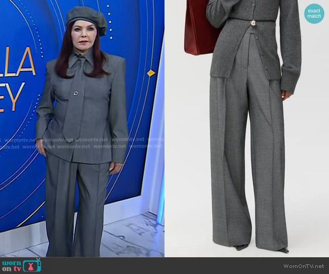 Beaufille Burnell Trouser in Grey Melange worn by Priscilla Presley on Today