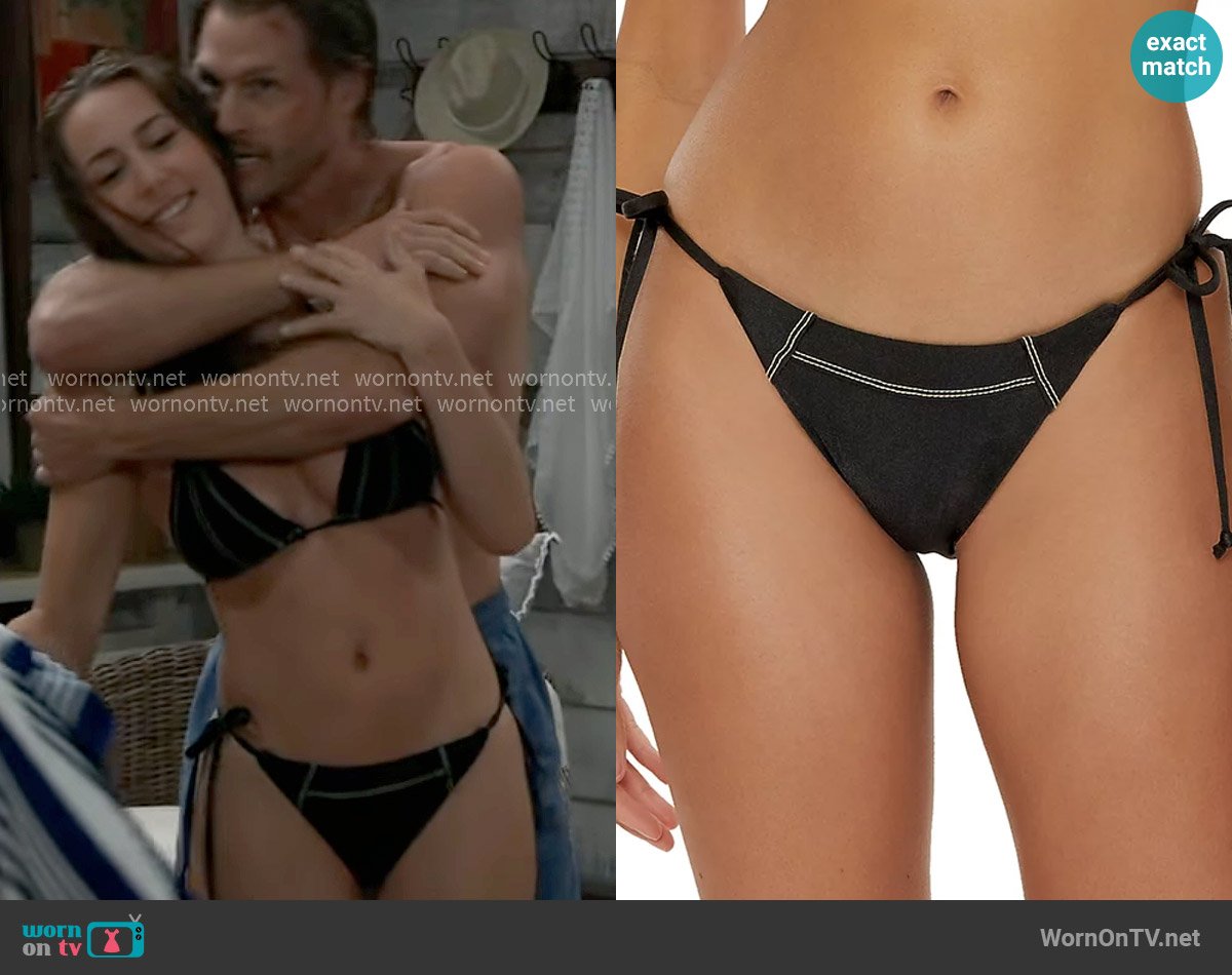 Becca Color Sheen Contrast-Stitch Side-Tie Bikini Bottoms worn by Josslyn Jacks (Eden McCoy) on General Hospital