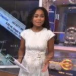 Maya Eaglin’s ivory textured belted dress on NBC News Daily