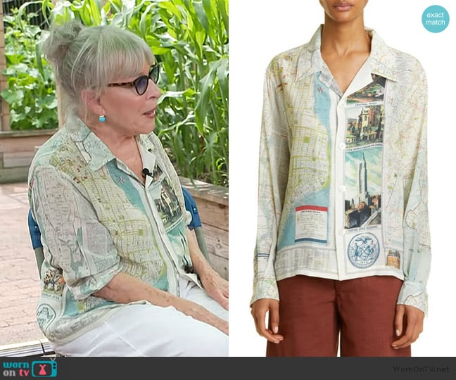 Bode New York City Map Printed Long-Sleeve Shirt worn by Bette Midler on E! News