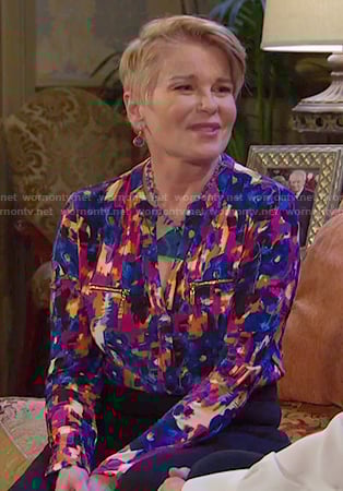 Bonnie’s abstract print blouse on Days of our Lives