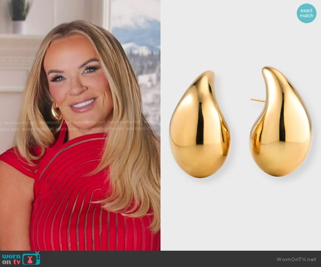 Bottega Veneta Large Drop Earrings in Yellow gold worn by Heather Gay on The Real Housewives of Salt Lake City