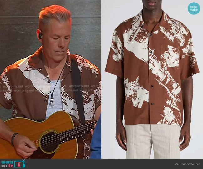 Bottega Veneta Postcard Print Silk Blend Camp Shirt worn by Trevor Rosen on Today