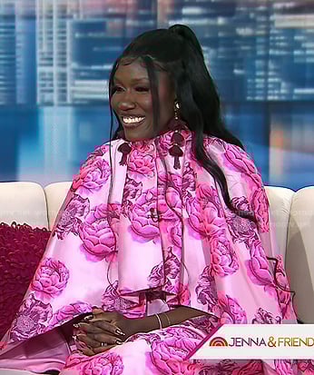 Bozoma Saint John’s pink rose print dress and cape on Today