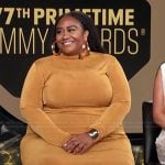 Brande’s gold velvet dress on E! News