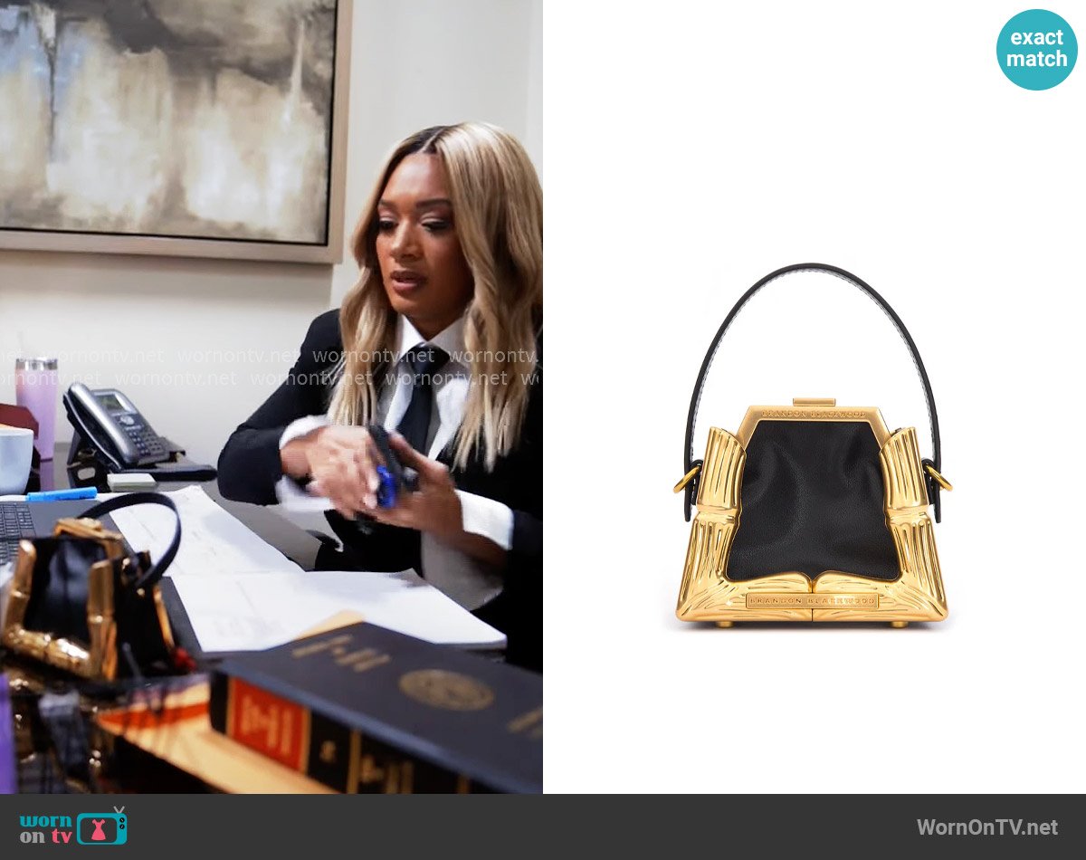 Brandon Blackwood Bamboo B Micro Tote worn by Fatima (Crystal Hayslett) on Tyler Perrys Sistas