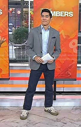 Brian Cheung's white striped sneakers on Today