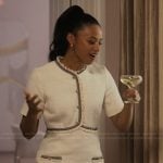 Brigitte’s white tweed dress on The Girlfriend