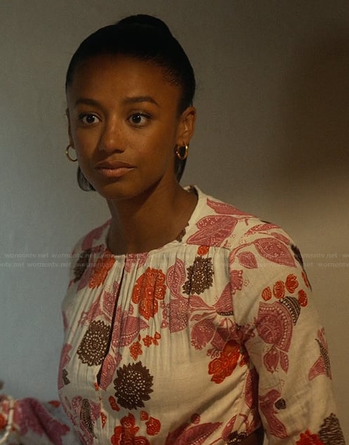 Brigitte's floral print dress on The Girlfriend