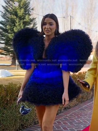 Bronwyn’s blue tulle mini dress on The Real Housewives of Salt Lake City