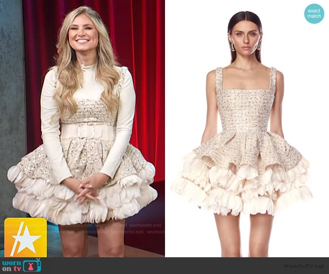 Nikki’s tweed ruffle dress on Access Hollywood