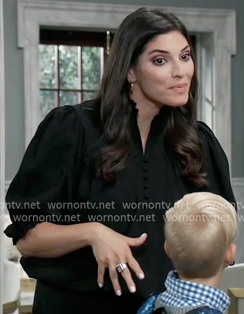 Brook Lynn’s black puff-sleeve top on General Hospital