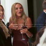 Heather’s burgundy mesh panel dress on The Real Housewives of Salt Lake City
