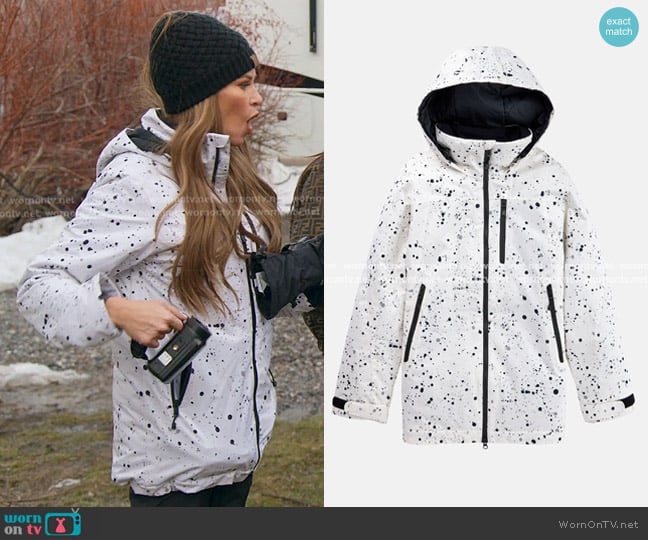 Burton Lelah 2L Jacket in Stout White Spatter worn by Britani Bateman on The Real Housewives of Salt Lake City
