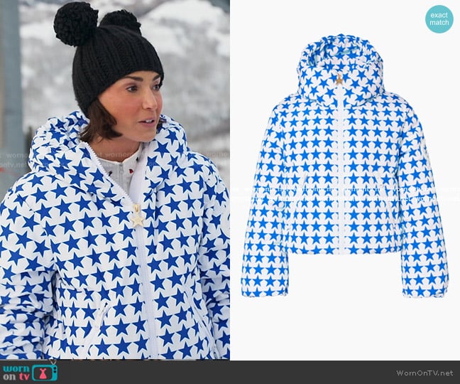 by Goldbergh Olympe Ski Jacket in Blue worn by Bronwyn Newport on The Real Housewives of Salt Lake City