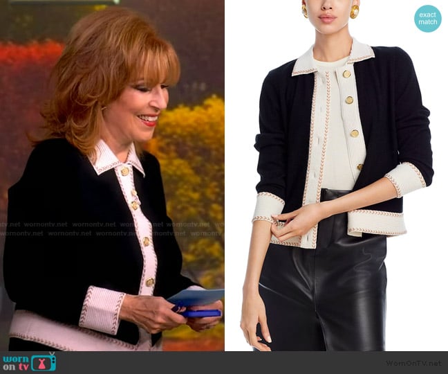 C by Bloomingdales Contrast Trim Cardigan worn by Joy Behar on The View