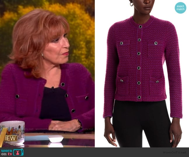 C by Bloomingdales Crewneck Pocket Cardigan  worn by Joy Behar on The View