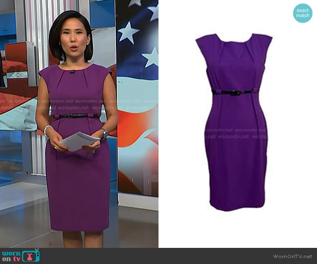 Calvin Klein Sheath Dress with Belt worn by Vicky Nguyen on NBC News Daily