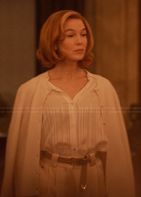 Camila White's ruffle blouse on Only Murders in the Building