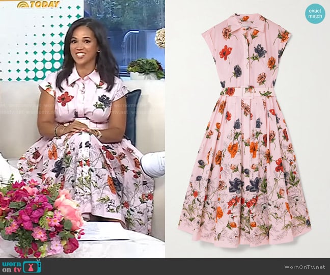 Cara Cara Octavia Floral Cap-Sleeve Dress worn by Laura Jarrett on Today