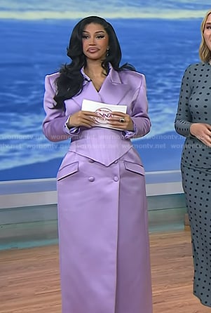Cardi B's lilac satin blazer dress and corset on Today