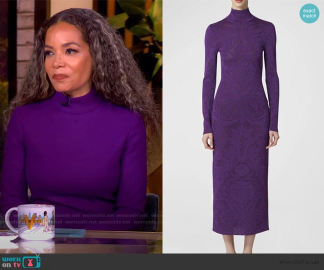 Carolina Herrera Lace Knit Turtleneck Midi Dress worn by Sunny Hostin on The View
