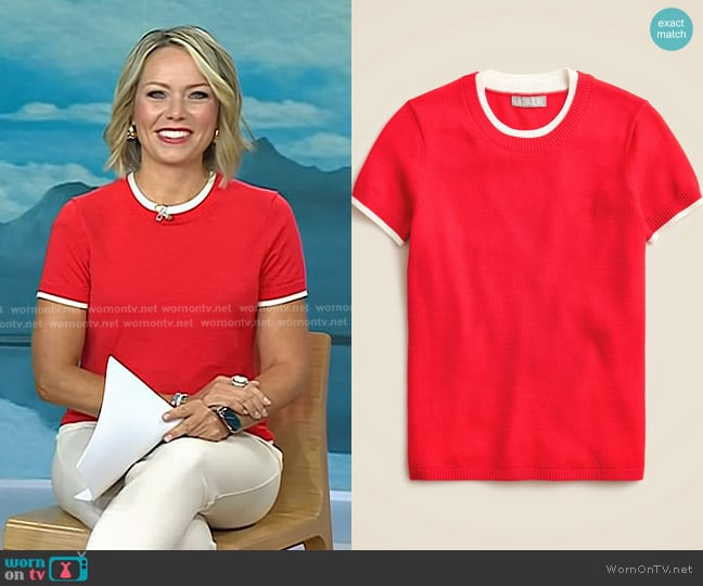 Carolyn Layered Sweater-tee in Vintage Red Ivory worn by Dylan Dreyer on Today