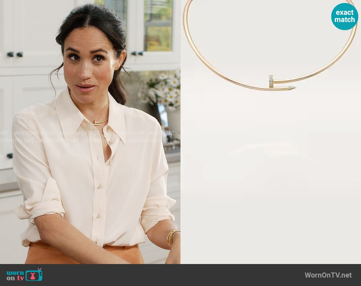 Cartier Juste un Clou torque necklace worn by Meghan Markle on With Love Meghan
