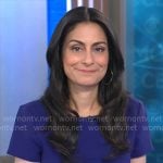 Dr. Celine Gounder’s purple short sleeve dress on CBS Mornings